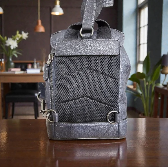 Coach Hudson Small Charcoal Grey Pebbled Leather Slingbag Unisex NWOT Coach Hudson Small Pack in Midnight Navy – Exclusively USA main image 3